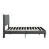 Queen Size Upholstered Platform Bed Frame Wood Slat Support - Gray - Image 7