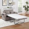 Twin Size Sofa Bed Sleeper Sofa Loveseat With Foldable Mattress, Side Table, Storage Pocket & USB Ports - Gray Brown - Image 3