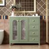 Bathroom Vanity With Two Soft Close Doors, Adjustable Shelves And Three Drawers - Green - Image 2