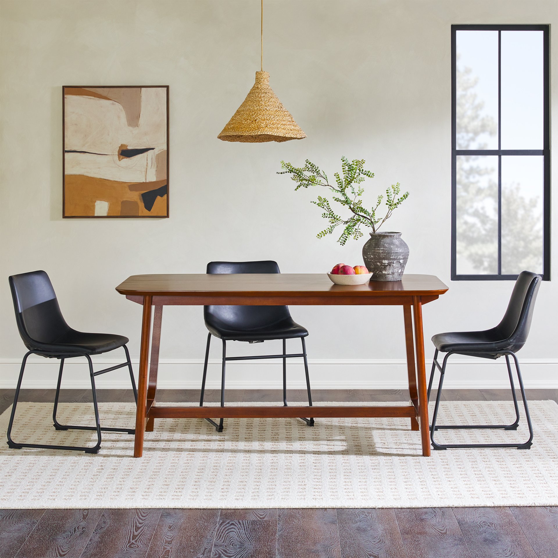 Mid-Century Modern Dining Table With Trestle Base - Walnut - Image 3