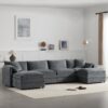 Modular Sectional With Deep And Wide Seat, U Shaped Cloud Couch Set With Double Cushions 6 Seat Sofa With Movable Ottomans Oversized - Dark Gray - Image 7