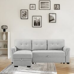 Sierra - Reversible Sleeper Sectional Sofa With Storage Chaise - Light Gray