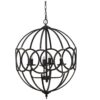 4 Light Metal Chandelier, Hanging Light Fixture With Adjustable Chain For Kitchen, Bulb Not Included - Black - Image 2