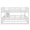 Full Over Full Low Bunk Bed With Slide, Fence And Ladder For Toddler - White - Image 3