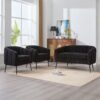 3 Piece Living Room Furniture Set Sofa & Armchairs - Black - Image 4