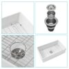 33" Undermount Sink With Apron Front, Single Bowl, Grid - White - Image 4