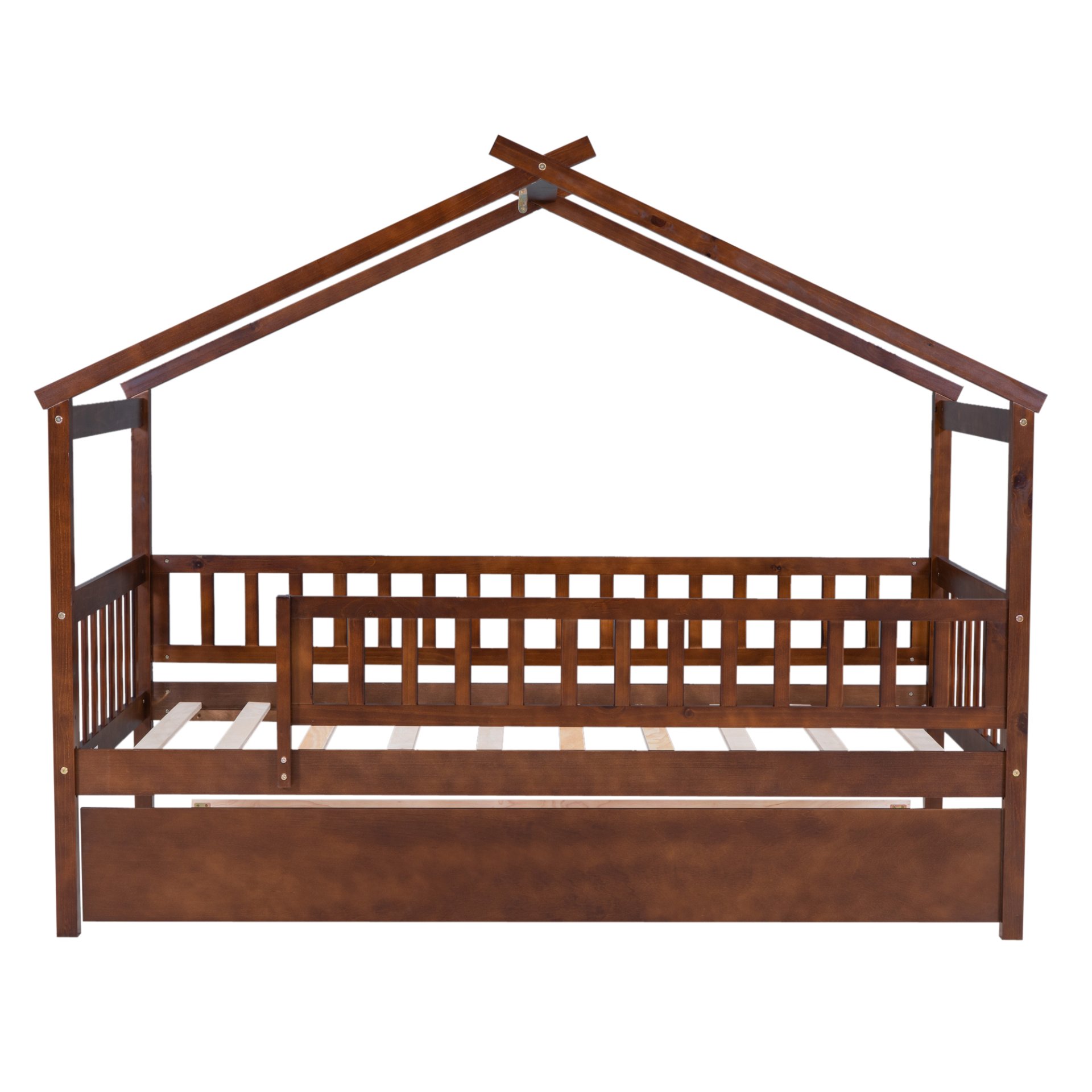 Twin Size House Bed & Twin Size Trundle - Walnut - Image 6