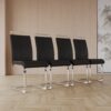 Dining Chairs Set, Kitchen Modern Metal Chairs With Padded Seat High Back And Sturdy Chrome Legs, Chairs For Dining Room (Set of 4) - Black - Image 2