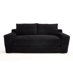 Loveseat Sofa Bed With Memory Foam & Steel Frame Convertible 2 In 1 Design Corduroy No Assembly - Black