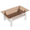 Modern Rectangular Coffee Table With Tempered Glass Top Layer, Table For Living Room - Brown / White - Image 7