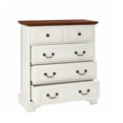 Modern 5 Drawer Dresser For Bedroom Ample Storage Wide Chest Of Drawers - Antique Brown / White