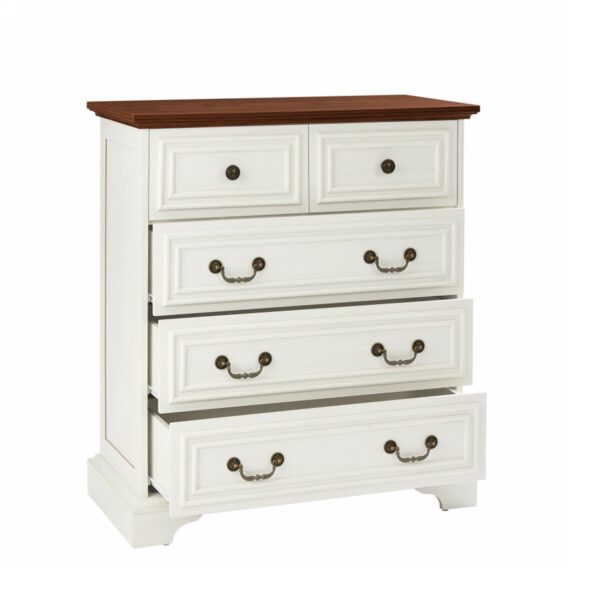 Modern 5 Drawer Dresser For Bedroom Ample Storage Wide Chest Of Drawers - Antique Brown / White