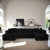 Modular U Shaped Sectional Sofa, 4 Seater Chaise Lounge With Reversible Design - Black - Image 2