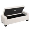 Textured Boucle Ottoman Bench With Hinged Lid For Seating And Storage - Beige - Image 6