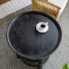 Round 3 Tiered Side Table With Rattan Shelf - Black - Image 8