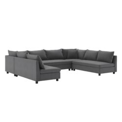 Modular Sectional Reversible U Shaped Couch Set, Free Combination Minimalist Style Oversized 8 Seat Convertible Sofa - Gray