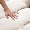 Modern Velvet Loveseat Futon Sofa Couch With Pullout Bedy Convertible Sleeper Sofa - Creamy White - Image 10