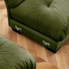 Modern Over Size Velvet 2 Seater Sofa With Ottoman Round Bolster Armrests Waist & Throw Pillows - Olive Green - Image 3