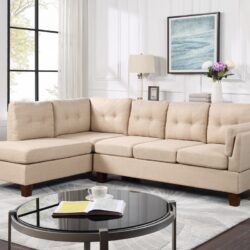 Dalia - Linen Modern Sectional Sofa With Left Facing Chaise - Khaki