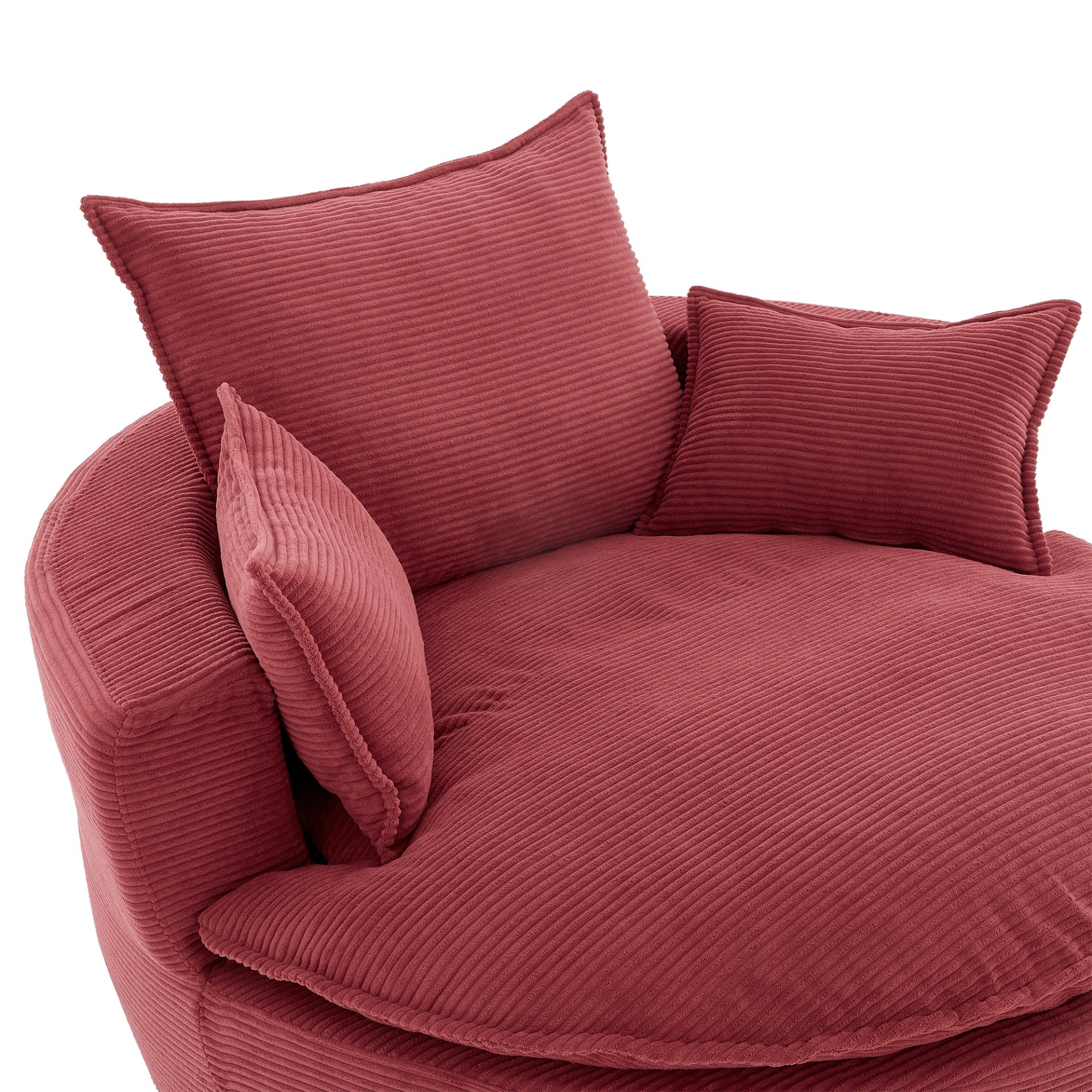 360° Swivel Sofa Chair Accent Barrel Chair With Dual Layer Cushion And Removable Pillows - Red - Image 17