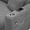 Oversized Corduroy Sectional Sofa, L Shaped Cloud Couch With USB Charging Port, Cup Holder, Deep Seat Sofa Bed With Chaise, Comfy Indoor Furniture - Gray - Image 9