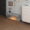 ModernLeather Upholstered Entryway Bench With LED Sensor Light Ottoman For Living Room, Or End Of Bed - Gray - Image 2