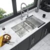 Undermount Double Bowl Kitchen Sink With 60 / 40 Design In 16 Gauge, 9" Depth - Brushed Nickel - Image 8