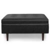 Shay - Mid Century Large Square Coffee Table Storage Ottoman - Distressed Black - Image 6