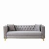 3 And 2 Seater Deep Seat Sofa With Button Nailhead, Square Arm Couches, Furniture For Living Room - Gray - Image 5