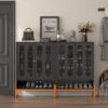 Modern Metal Shoe Cabinet With Double Sided Mesh Doors And Adjustable Partitions - Black - Image 21