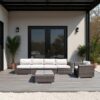 5 Seat Patio Set With Cushions And Glass Top Table - Brown - Image 7