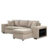 Modern L-Shape 3 Seat Reversible Sectional Couch, Pull Out Sleeper Sofa With Storage Chaise And 2 Stools For Living Room Furniture Set - Cream - Image 15