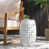 Lilac - Modern Side Table With Iron Cut Design - White - Image 7