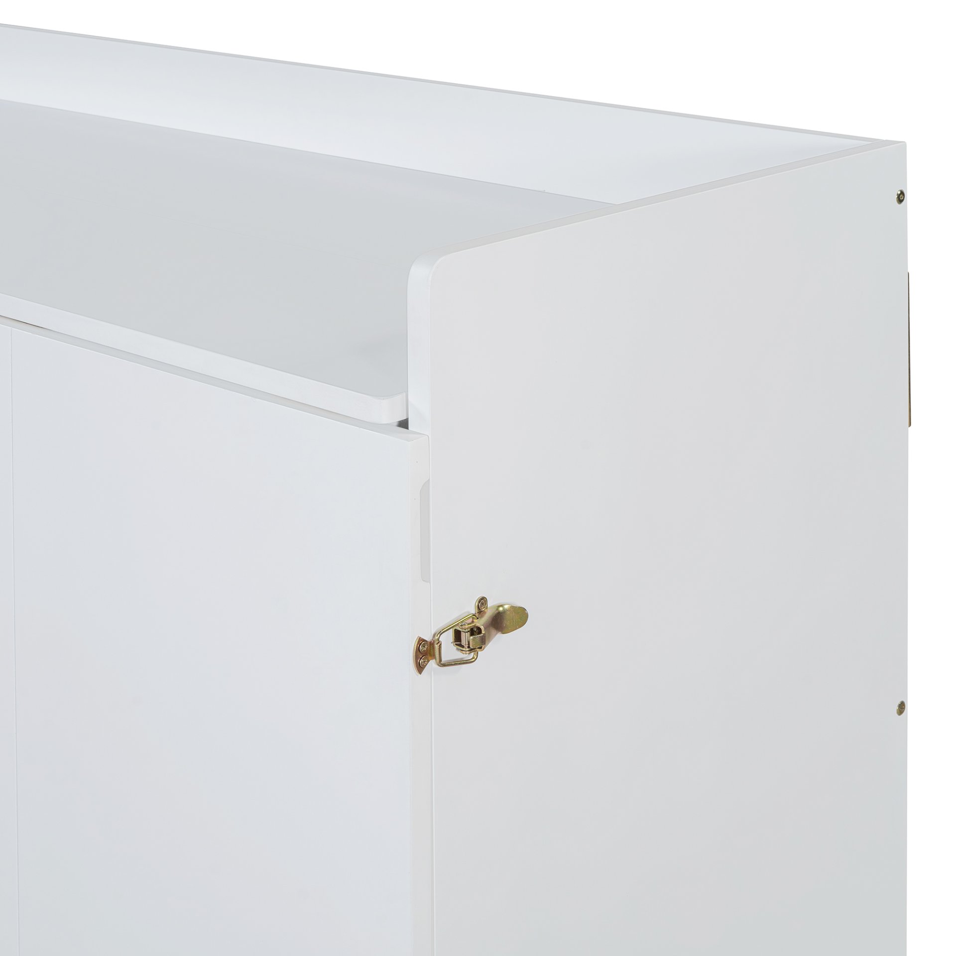 Queen Size Murphy Bed With Iron Legs, Modern Design - White - Image 14