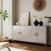 Modern Lacquered 4 Door Wooden Cabinet Sideboard Buffet Server Cabinet Storage Cabinet, For Living Room, Entryway, Hallway, Office, Kitchen And Dining Room - Champagne Silver - Image 2