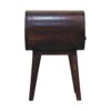 Wooden Circular Bedside Table With Open Slot - Walnut - Image 5
