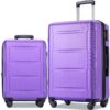 Expanable Spinner Wheel 2 Piece Luggage Set ABS Lightweight Suitcase With Tsa Lock 20" / 28" - Purple - Image 7