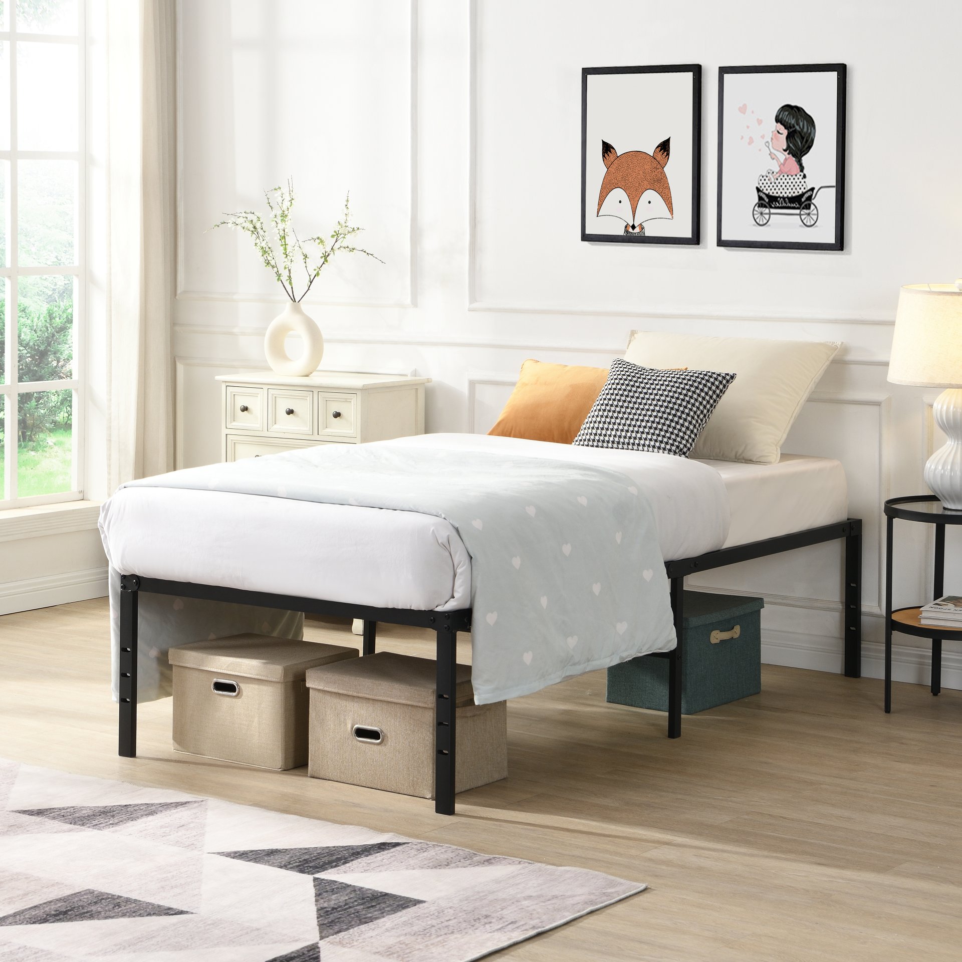 Twin Size Bed Frame With Quiet Support - Black - Image 4