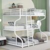 Full Long Over Twin Long Over Queen Size Triple Bunk Bed With Long And Short Ladder - White - Image 4
