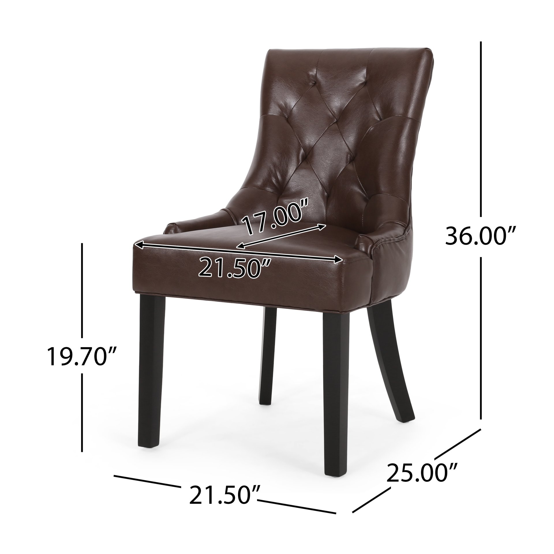 Cheney - Contemporary Dining Chair (Set of 2) With Tufted Diamond Stitching And Sloped Arms - Dark Brown - Image 3