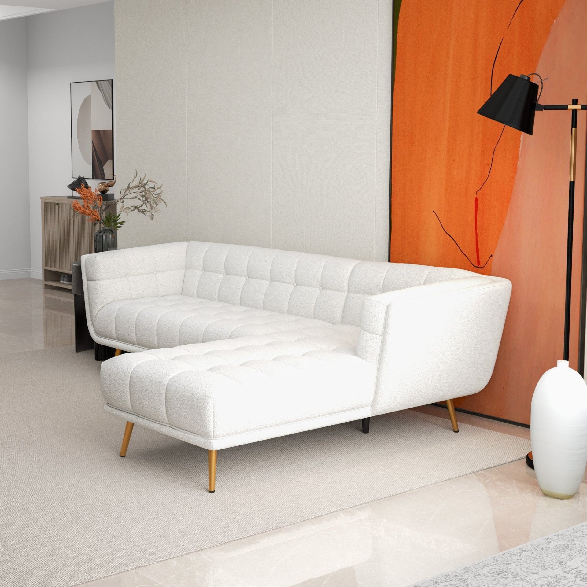 Addison - Right Sectional Sofa - Cream - Image 10