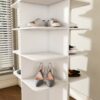 7 Tier Square Rotating Shoe Rack Tower With 360° Spinning Organizer - White - Image 8