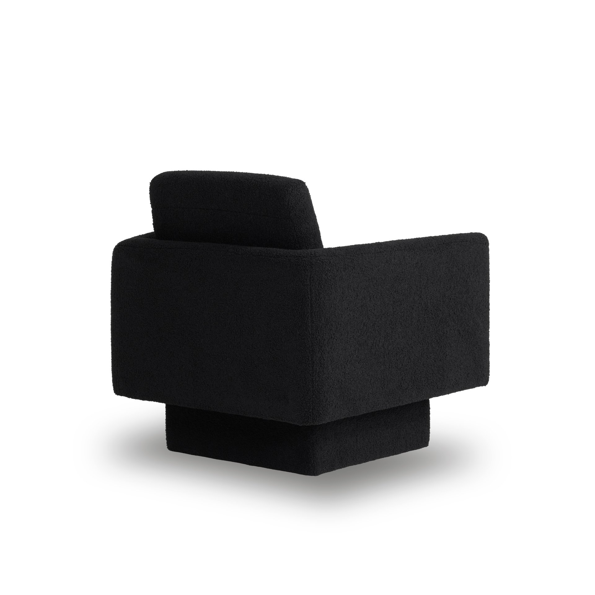 360° Modern Swivel Accent Chair Round Armchair, Thick Padded Single Lounge Sofa Upholstered Comfy - Black - Image 9