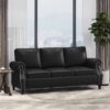 Contemporary 3 Seater Sofa With Nailhead Trim - Black - Image 5