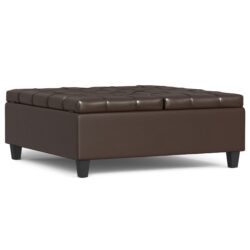 Harrison - Large Square Coffee Table Storage Ottoman - Brown