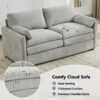 Cozy Upholstered Loveseat Sofa Oversized Comfy Comfy Cloud Sofa Double Cushion Loveseat Sofa Plush Cushion Sofa Couch For Living Room - Light Gray - Image 6