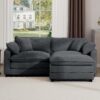 Corduroy 2 Seater Sofa With Ottoman L Shaped Sofa For Small Spaces Corduroy Modern Design - Gray - Image 5