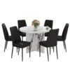 7 Piece Round Dining Table Set, Modern Round Table And 6 Upholstered Chairs For Dining Room, Kitchen Room, Living Room - White / Black - Image 10