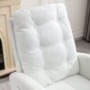 Accent Rocking Chair With Footrest High Back Rubber Wood Rocking Legs Bedroom Living Space - White - Image 8