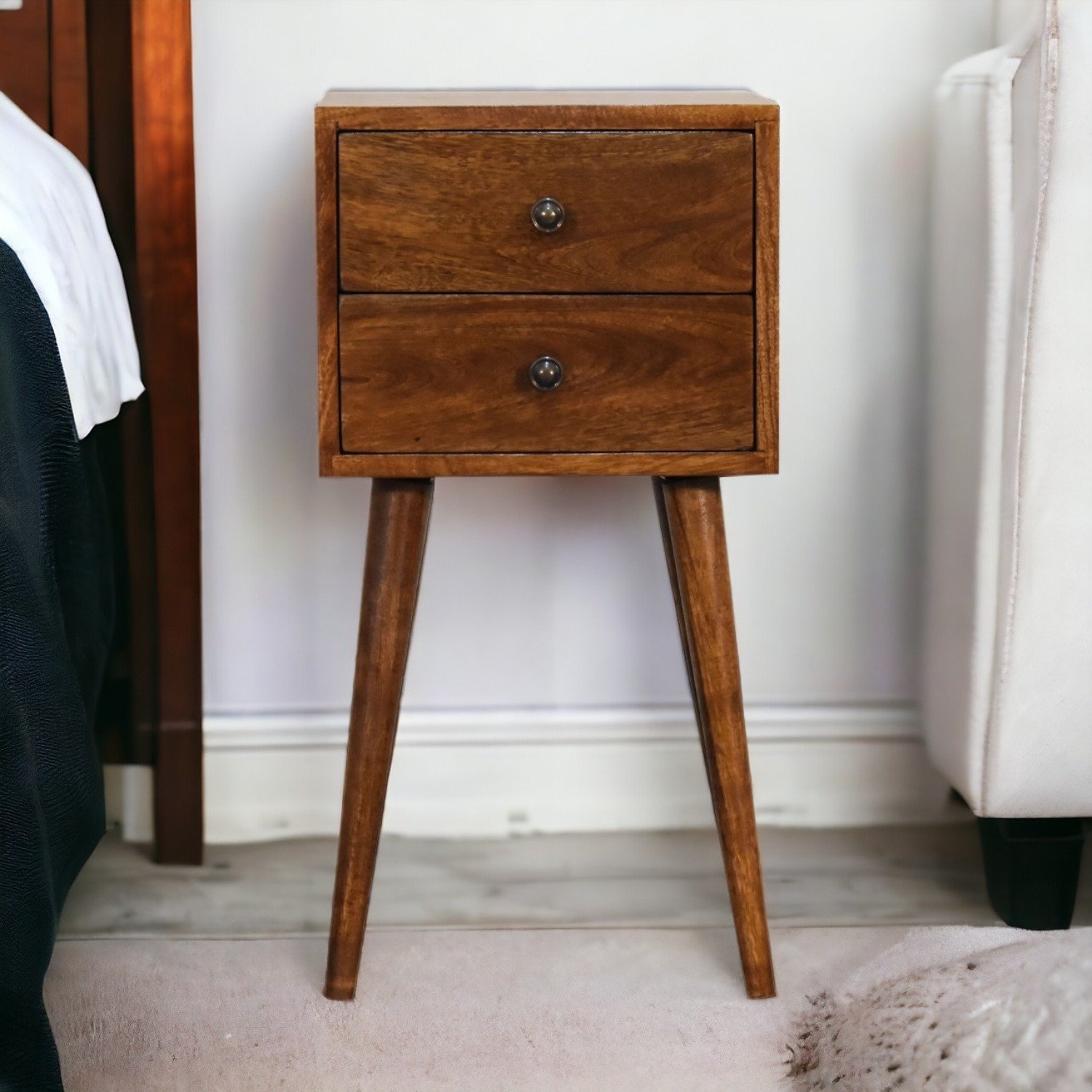 Mini 2 Drawer Nightstand - Chestnut - Image 2
